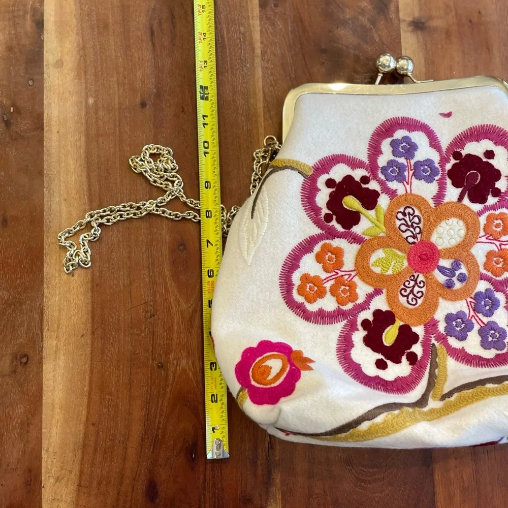 Embroidered Hippie Bohemian Crossbody Whimsical Floral Made in Italy Chain Strap